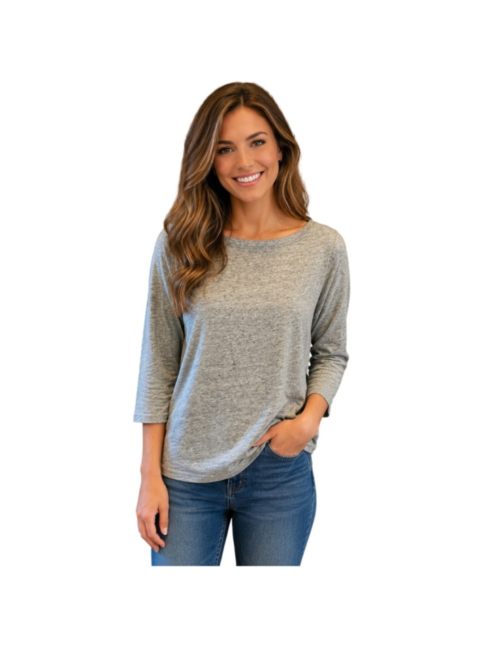 J crew slub Knit grey tee sz S casual layering minimalist career teacher top